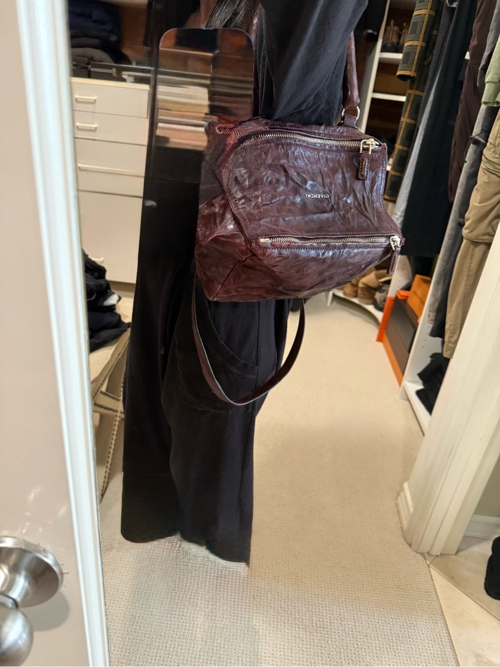 Givenchy Deep Burgundy Leather Shoulder Bag with Silver Hardware - Picture 11 of 11